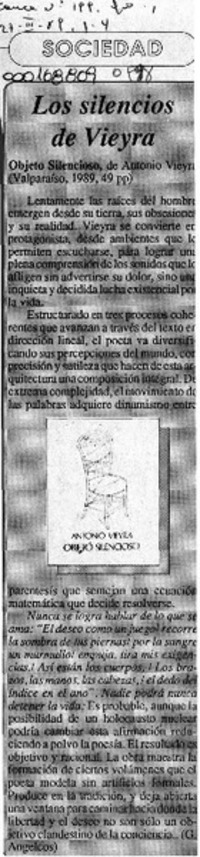 Los silencios de Vieyra  [artículo] G. Angelcos.
