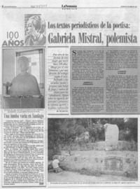 Los textos periodísticos de la poetisa, Gabriela Mistral, polemista