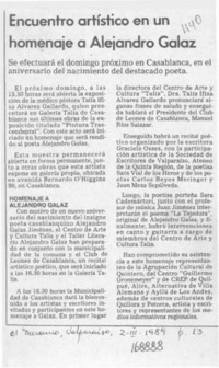 Encuentro artístico en un homenaje a Alejandro Galaz  [artículo].