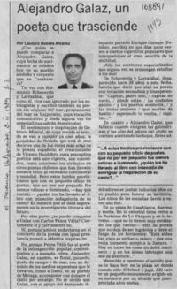 Alejandro Galaz, un poeta que trasciende  [artículo] Lautaro Robles Alvarez.