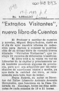 "Extraños visitantes", nuevo libro de cuentos  [artículo].