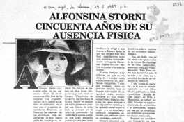 Alfonsina Storni cincuenta años de su ausencia física  [artículo].