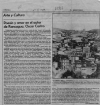 Poesía y amor en el autor de Rancagua, Oscar Castro  [artículo] León Santoro Funés.
