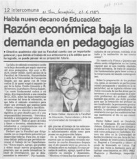 Razón económica baja la demanda en pedagogías  [artículo].