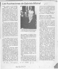 Las frustraciones de Gabriela Mistral  [artículo] S.