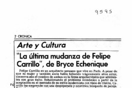 "La última mudanza de Felipe Carrillo", de Bryce Echenique  [artículo] Eduardo Correa.