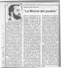 "La Mistral del pueblo"  [artículo] Ramón Díaz Eterovic.