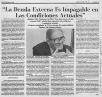"La deuda externa es impagable en las condiciones actuales"