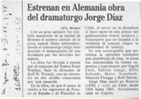 Estrenan en Alemania obra del dramaturgo Jorge Díaz  [artículo].