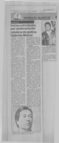 Inician actividades por centenario del natalicio de poetisa Gabriela Mistral