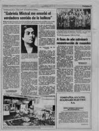 "Gabriela Mistral me enseñó el verdadero sentido de la belleza"  [artículo].