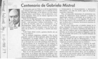 Centenario de Gabriela Mistral  [artículo] Mario Arnello Romo.