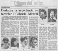 Destacan la importancia de recordar a Gabriela Mistral
