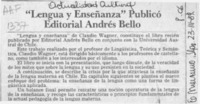"Lengua y enseñanza" publicó Editorial Andrés Bello  [artículo].
