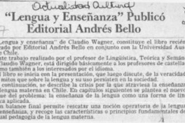 "Lengua y enseñanza" publicó Editorial Andrés Bello  [artículo].