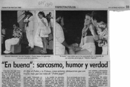 "En buena", sarcasmo, humor y verdad  [artículo] Carmen Mera O.