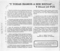 "Y todas íbamos a ser reinas" -- y ella lo fue  [artículo] Julia A. Muñoz Navarrete.