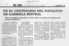 En el centenario del natalicio de Gabriela Mistral  [artículo].