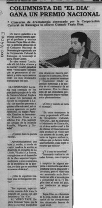 Columnista de "El Día" gana un premio nacional  [artículo].