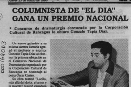 Columnista de "El Día" gana un premio nacional  [artículo].