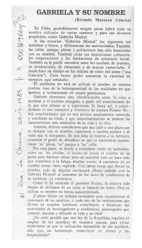 Gabriela y su nombre  [artículo] Rolando Manzano Concha.