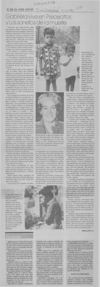 Gabriela vive en Piececitos y Los sonetos de la muerte