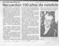 Recuerdan 100 años de natalicio  [artículo].