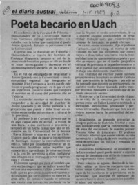 Poeta becario en Uach  [artículo].