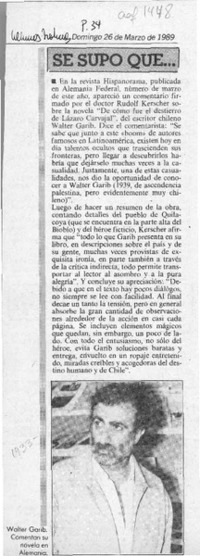 Se supo que --  [artículo].