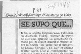 Se supo que --  [artículo].