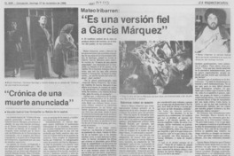 Mateo Iribarren, "Es una versión fiel a García Márquez"