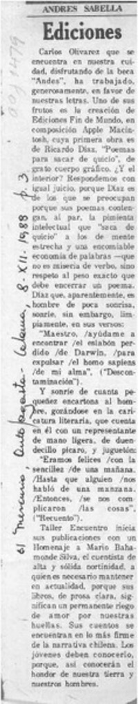 Ediciones  [artículo] Andrés Sabella.
