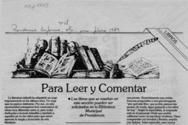 Para leer y comentar  [artículo].
