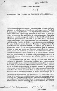 Finalidad del Centro de Estudios de la Prensa  [artículo] Jaime Martínez Williams.