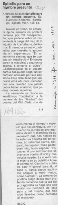 Epitafio para un hombre presunto  [artículo] M. C. C.