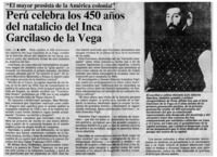 Perú celebra los 450 años del natalicio del Inca Garcilaso de la Vega