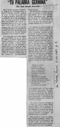 "Tu palabra germina"