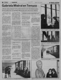 Gabriela Mistral en Temuco  [artículo] Antonio Quezada Monsálvez.