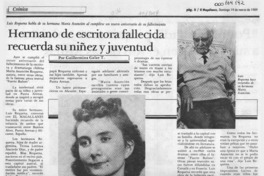 Hermano de escritora fallecida recuerda su niñez y juventud