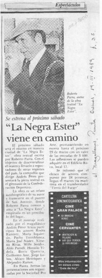 "La Negra Ester" viene en camino