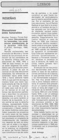 Discusiones entre honorables  [artículo] José Arteaga