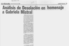 Análisis de Desolación en homenaje a Gabriela Mistral  [artículo].
