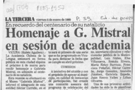 Homenaje a G. Mistral en sesión de Academia  [artículo] Rubén Aguilera.