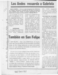 Los Andes recuerda a Gabriela  [artículo].