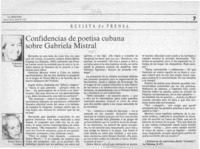 Confidencias de poetisa cubana sobre Gabriela Mistral  [artículo].