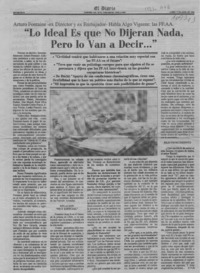 "Lo ideal es que no dijeran nada, pero lo van a decir -- "  [artículo] F. V. D.