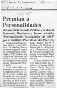Premian a personalidades  [artículo].