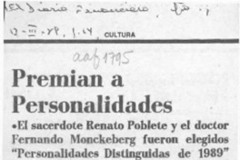 Premian a personalidades  [artículo].