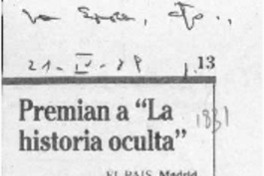 Premian a "La historia oculta"  [artículo].