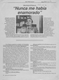 "Nunca me había enamorado"  [artículo] N. F. M.